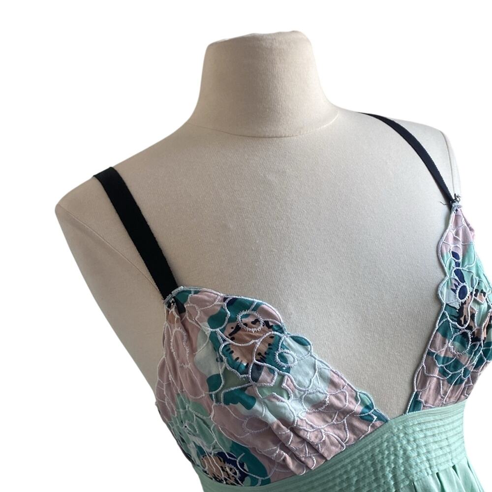 CATHERINE MALANDRINO Dress Womens Sz 6 Mint Green Floral Lace Coquette Fairy - Picture 2 of 6